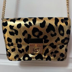 Milly Leopard Print Gold Black Crossbody Bag